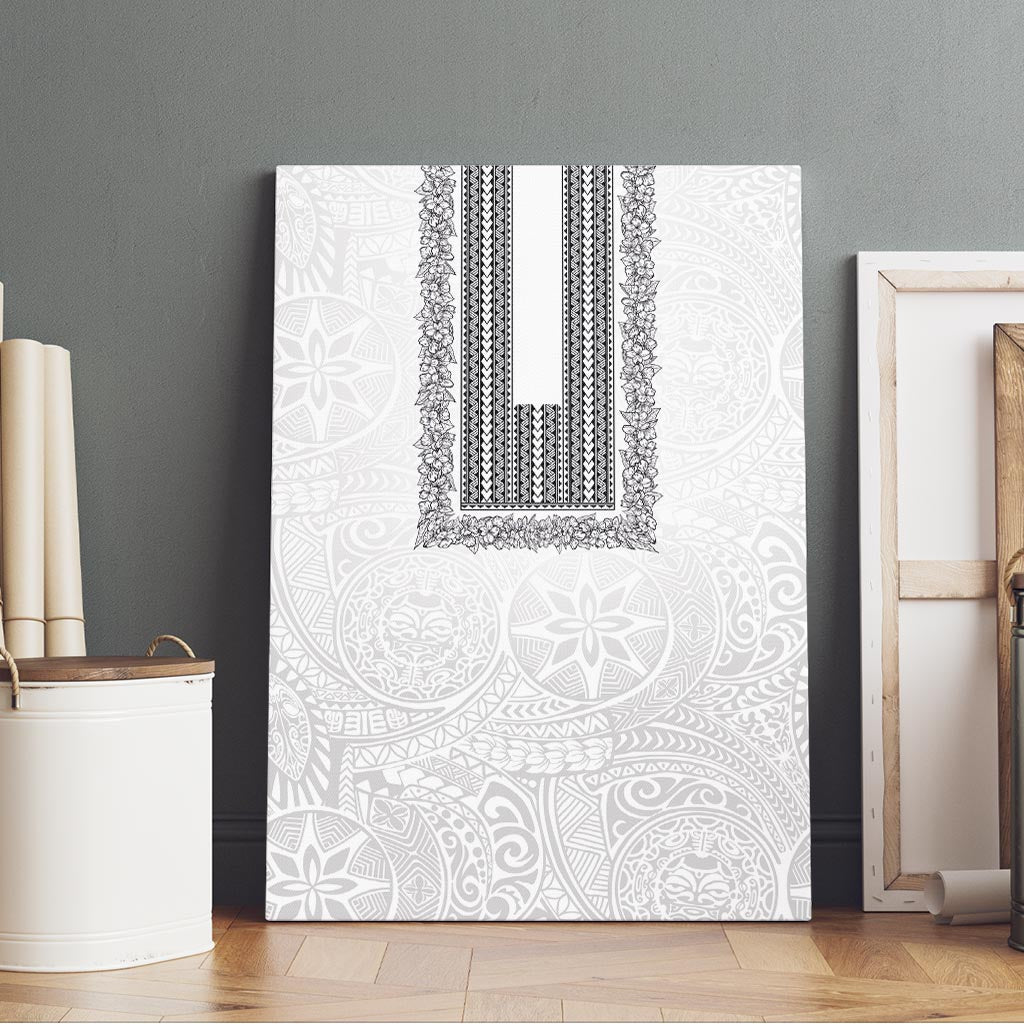 Philippines Polynesian Jasmine Pattern Canvas Wall Art With Barong Tagalog White Style