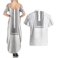 Philippines Polynesian Jasmine Pattern Couples Matching Summer Maxi Dress and Hawaiian Shirt With Barong Tagalog White Style