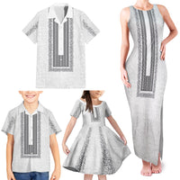 Philippines Polynesian Jasmine Pattern Family Matching Tank Maxi Dress and Hawaiian Shirt With Barong Tagalog White Style