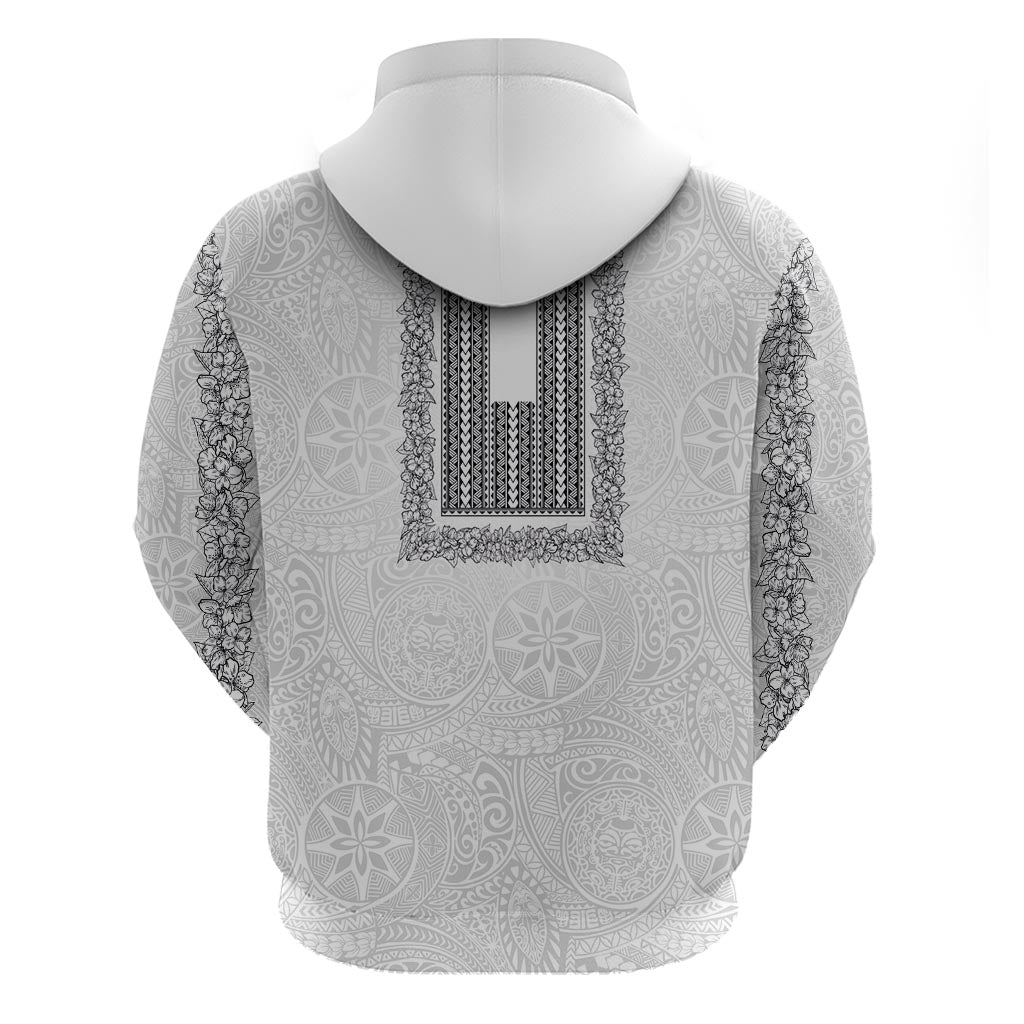 Philippines Polynesian Jasmine Pattern Hoodie With Barong Tagalog White Style