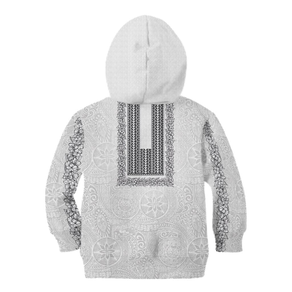 Philippines Polynesian Jasmine Pattern Kid Hoodie With Barong Tagalog White Style
