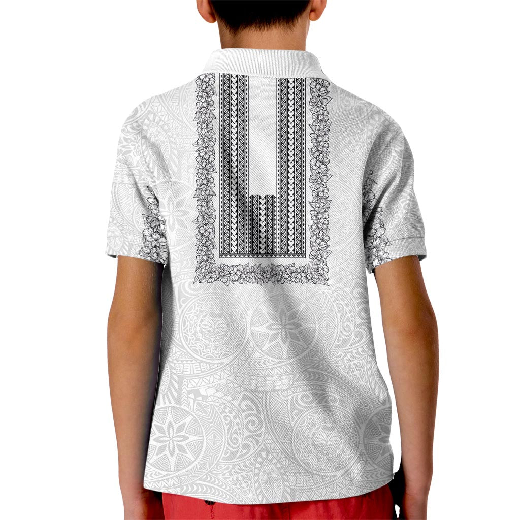 Philippines Polynesian Jasmine Pattern Kid Polo Shirt With Barong Tagalog White Style