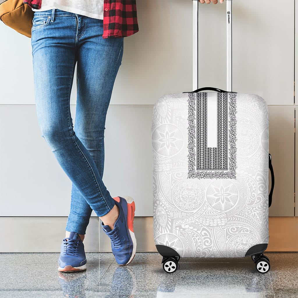 Philippines Polynesian Jasmine Pattern Luggage Cover With Barong Tagalog White Style LT03 - Polynesian Pride