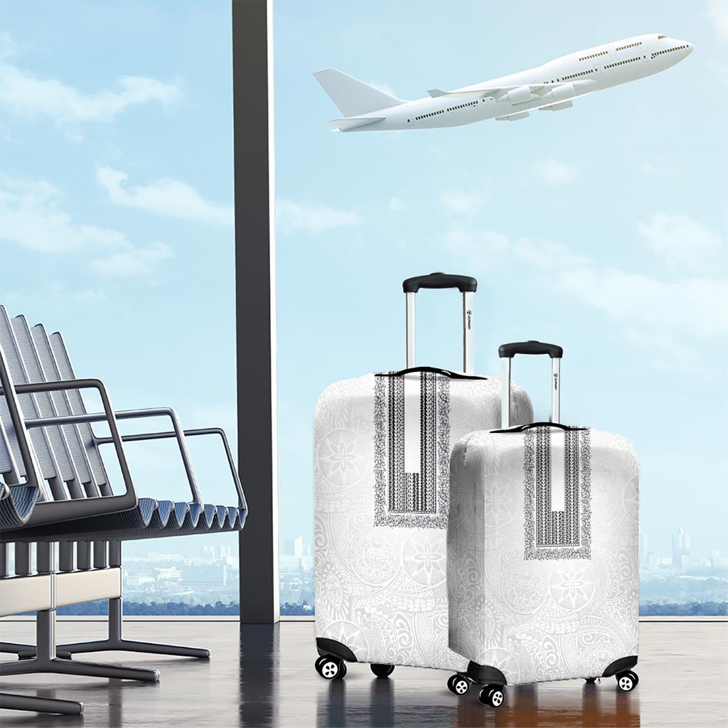 Philippines Polynesian Jasmine Pattern Luggage Cover With Barong Tagalog White Style LT03 - Polynesian Pride