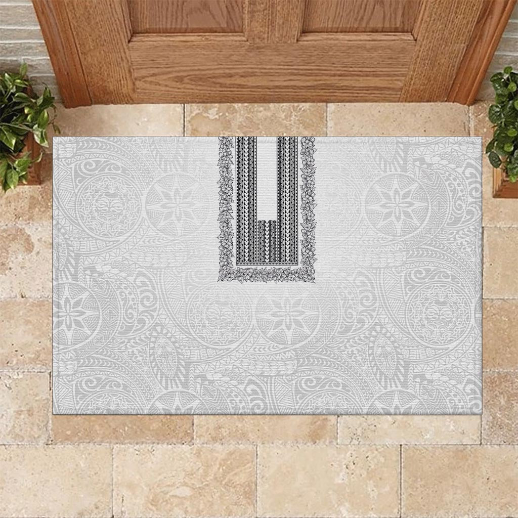 Philippines Polynesian Jasmine Pattern Rubber Doormat With Barong Tagalog White Style