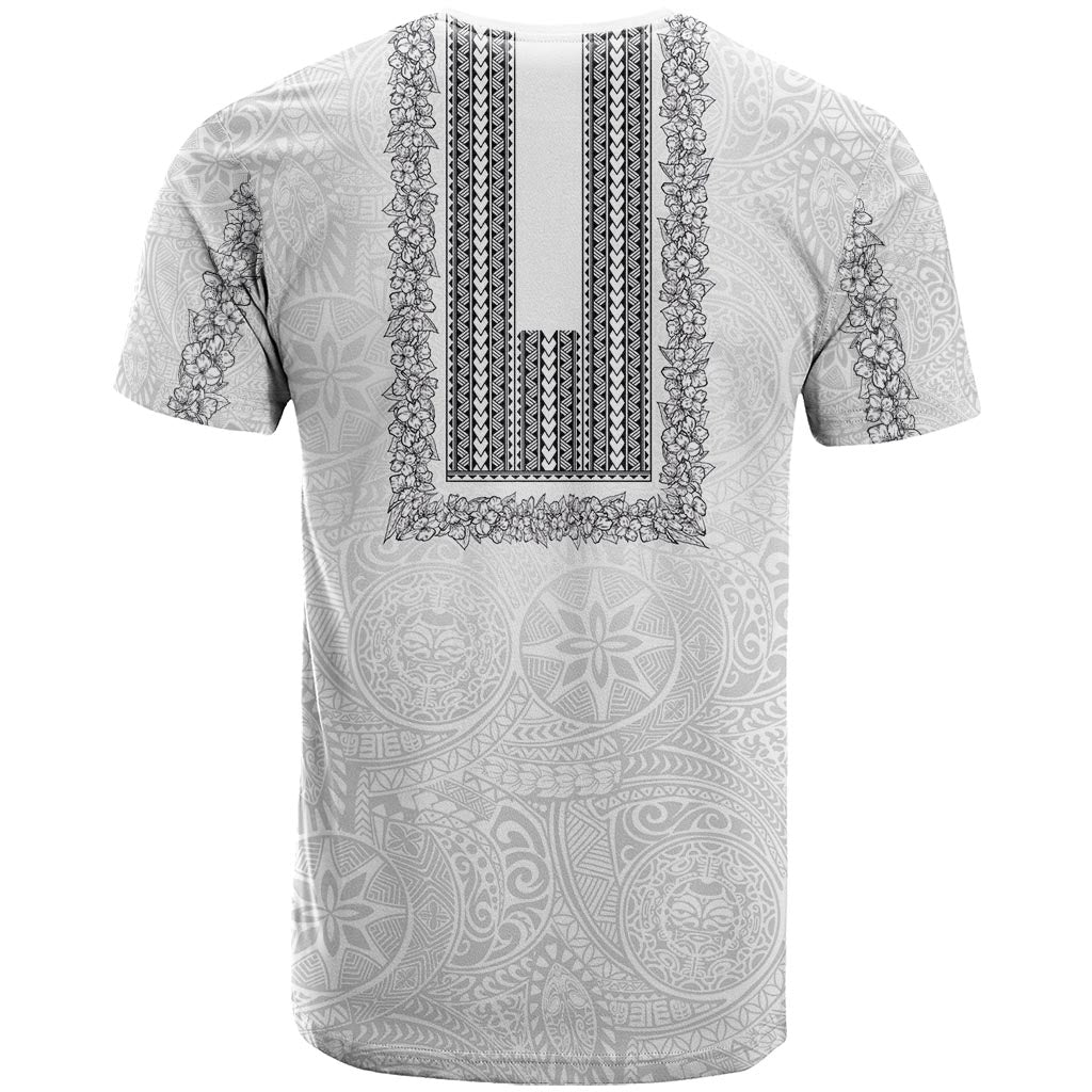 Philippines Polynesian Jasmine Pattern T Shirt With Barong Tagalog White Style
