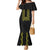 Philippines Polynesian Floral Pattern Family Matching Mermaid Dress and Hawaiian Shirt With Barong Tagalog Black Style