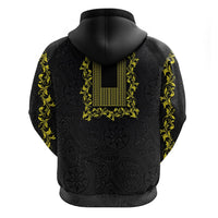 Philippines Polynesian Floral Pattern Hoodie With Barong Tagalog Black Style