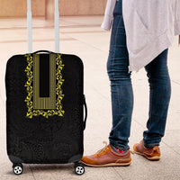 Philippines Polynesian Floral Pattern Luggage Cover With Barong Tagalog Black Style LT03 Black - Polynesian Pride