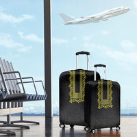 Philippines Polynesian Floral Pattern Luggage Cover With Barong Tagalog Black Style LT03 - Polynesian Pride