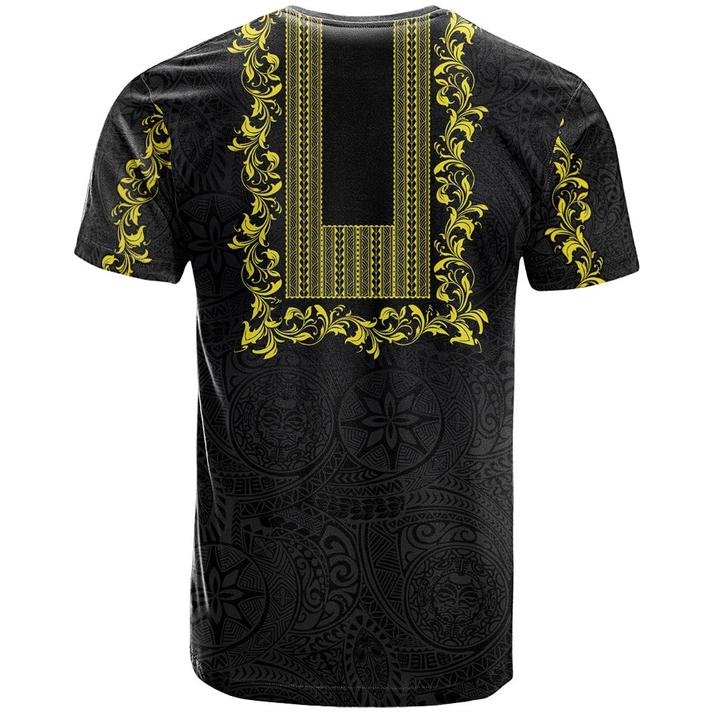 Philippines Polynesian Floral Pattern T Shirt With Barong Tagalog Black Style