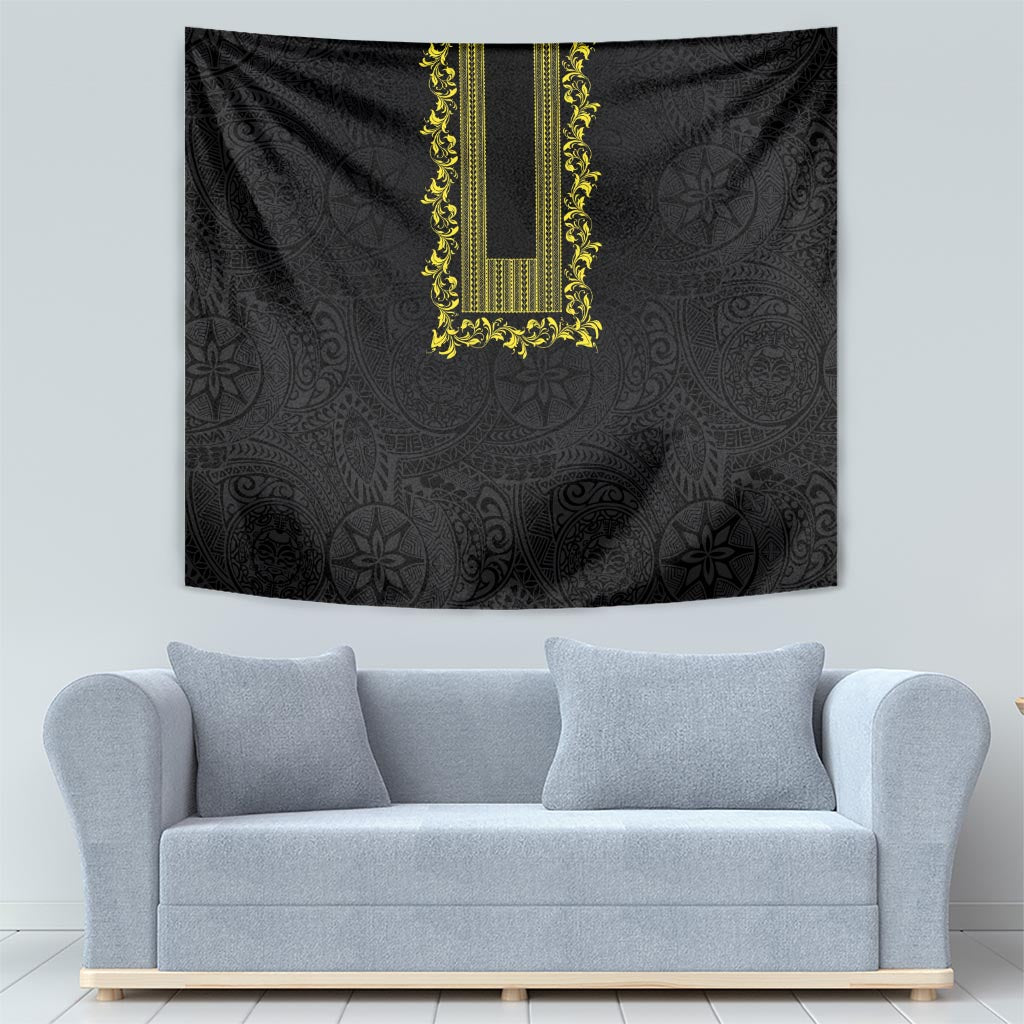 Philippines Polynesian Floral Pattern Tapestry With Barong Tagalog Black Style