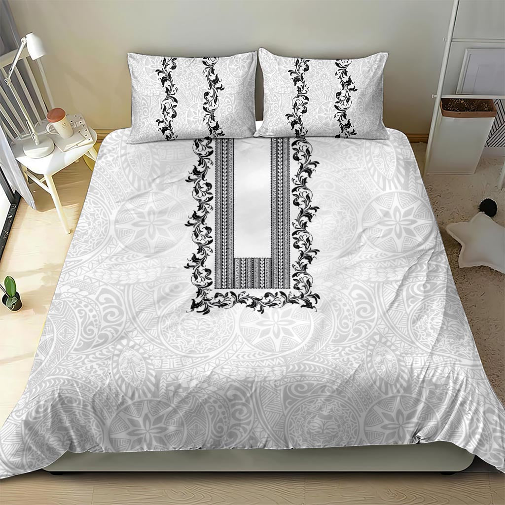 Philippines Polynesian Floral Pattern Bedding Set With Barong Tagalog White Style