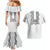 Philippines Polynesian Floral Pattern Couples Matching Mermaid Dress and Hawaiian Shirt With Barong Tagalog White Style