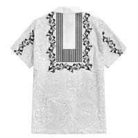 Philippines Polynesian Floral Pattern Family Matching Mermaid Dress and Hawaiian Shirt With Barong Tagalog White Style