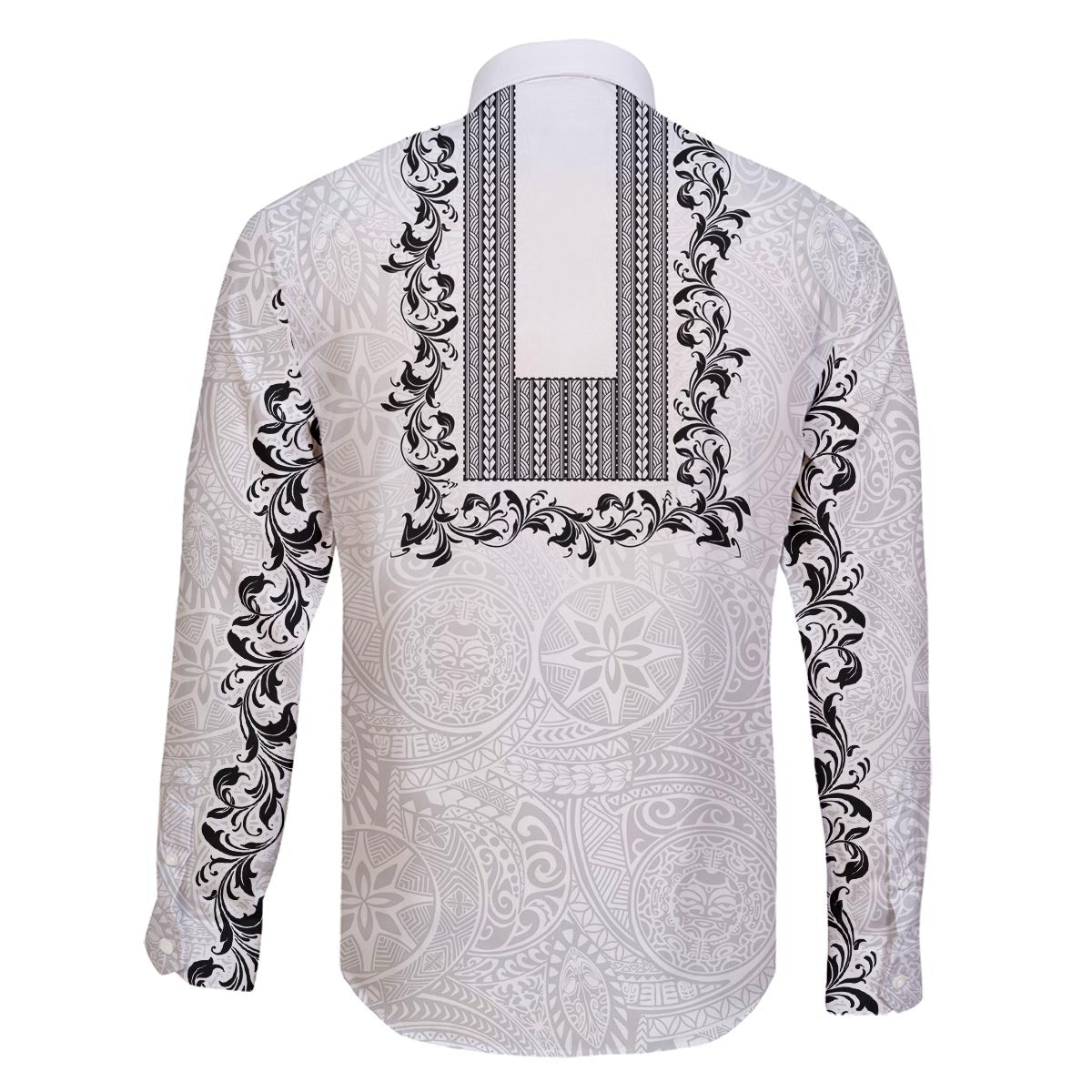 Philippines Polynesian Floral Pattern Family Matching Off The Shoulder Long Sleeve Dress and Hawaiian Shirt With Barong Tagalog White Style LT03 - Polynesian Pride