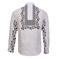 Philippines Polynesian Floral Pattern Family Matching Off The Shoulder Long Sleeve Dress and Hawaiian Shirt With Barong Tagalog White Style LT03 - Polynesian Pride