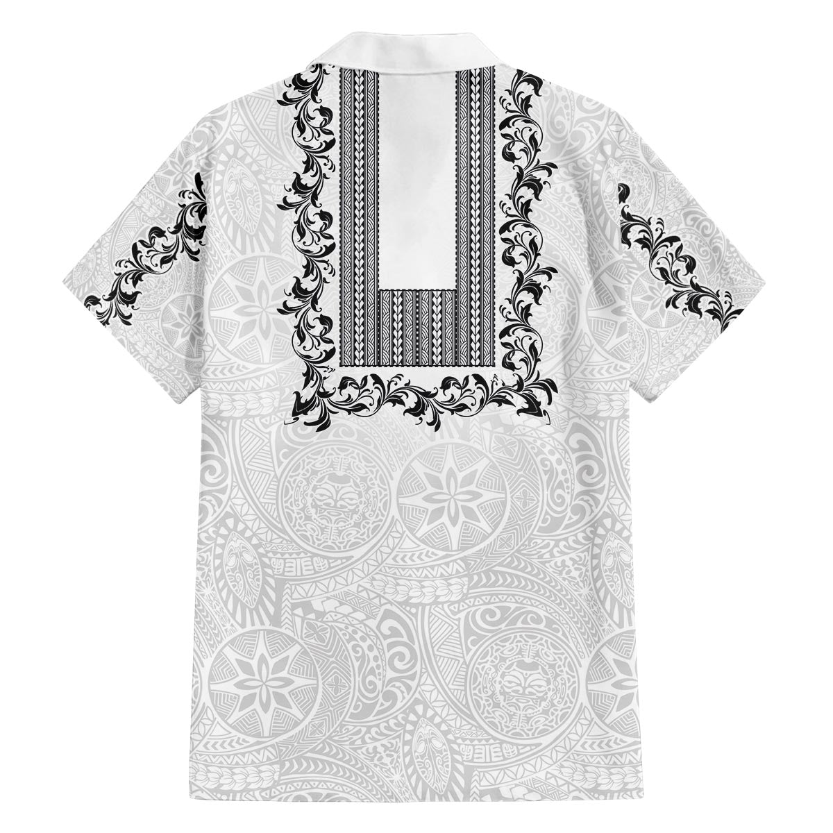 Philippines Polynesian Floral Pattern Family Matching Puletasi and Hawaiian Shirt With Barong Tagalog White Style