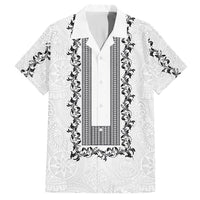 Philippines Polynesian Floral Pattern Family Matching Tank Maxi Dress and Hawaiian Shirt With Barong Tagalog White Style