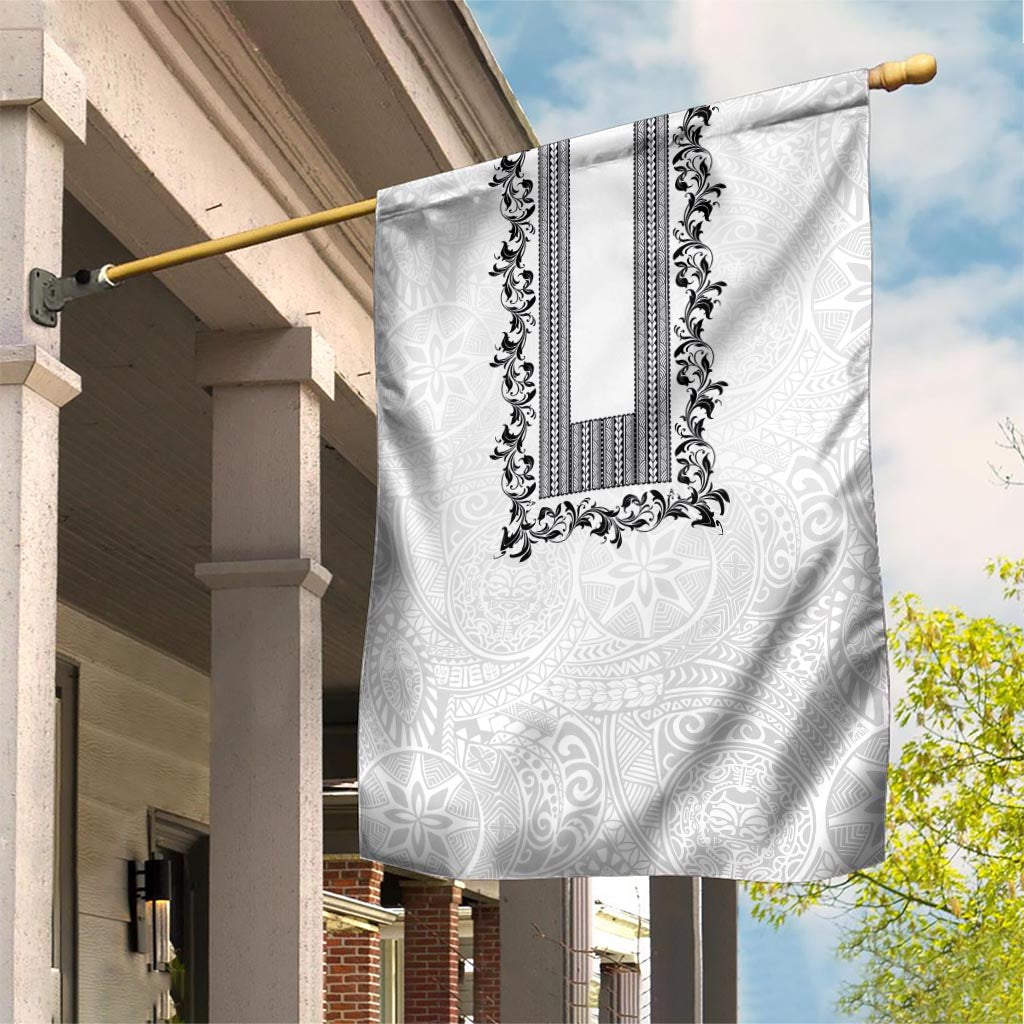 Philippines Polynesian Floral Pattern Garden Flag With Barong Tagalog White Style
