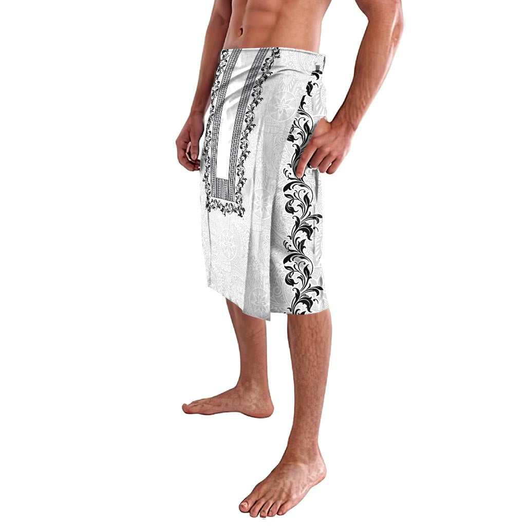Philippines Polynesian Floral Pattern Lavalava With Barong Tagalog White Style LT03 - Polynesian Pride
