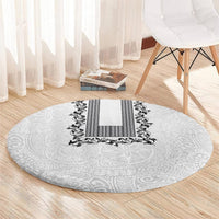 Philippines Polynesian Floral Pattern Round Carpet With Barong Tagalog White Style LT03 - Polynesian Pride