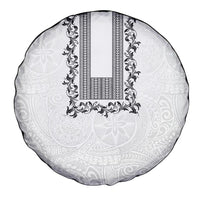 Philippines Polynesian Floral Pattern Spare Tire Cover With Barong Tagalog White Style