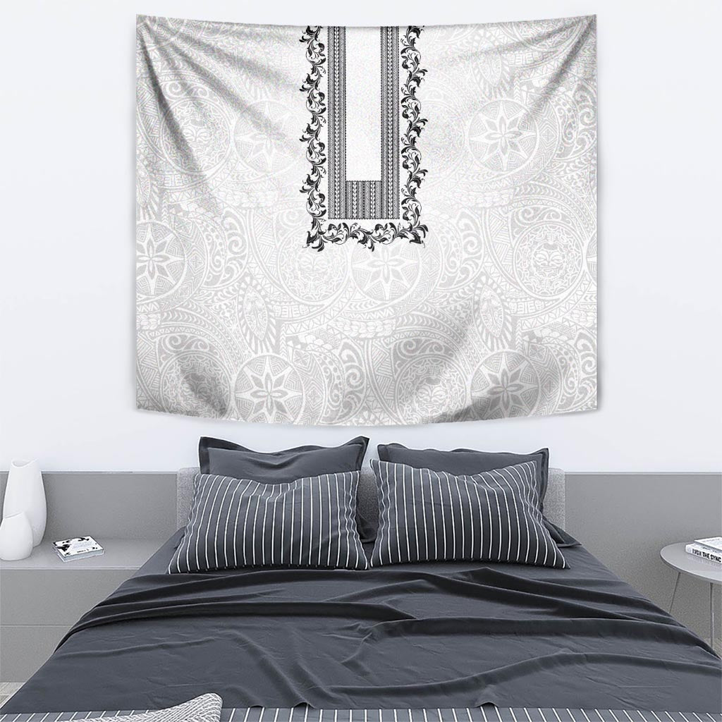 Philippines Polynesian Floral Pattern Tapestry With Barong Tagalog White Style