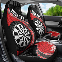 Personalised New Zealand Darts Car Seat Cover Koru Tribal Tattoo and Silver Fern Maori Pattern Red Color LT03 - Polynesian Pride