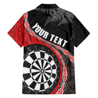 Personalised New Zealand Darts Family Matching Tank Maxi Dress and Hawaiian Shirt Koru Tribal Tattoo and Silver Fern Maori Pattern Red Color