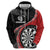 Personalised New Zealand Darts Hoodie Koru Tribal Tattoo and Silver Fern Maori Pattern Red Color