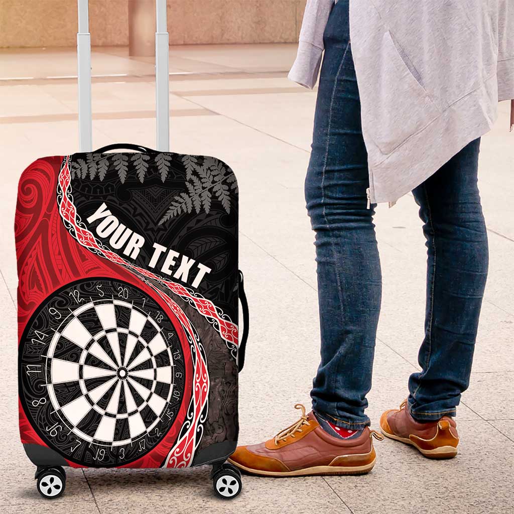 Personalised New Zealand Darts Luggage Cover Koru Tribal Tattoo and Silver Fern Maori Pattern Red Color LT03 Red - Polynesian Pride