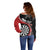 Personalised New Zealand Darts Off Shoulder Sweater Koru Tribal Tattoo and Silver Fern Maori Pattern Red Color