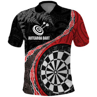 Personalised New Zealand Darts Polo Shirt Koru Tribal Tattoo and Silver Fern Maori Pattern Red Color
