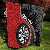 Personalised New Zealand Darts Quilt Koru Tribal Tattoo and Silver Fern Maori Pattern Red Color