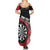 Personalised New Zealand Darts Summer Maxi Dress Koru Tribal Tattoo and Silver Fern Maori Pattern Red Color