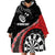 Personalised New Zealand Darts Wearable Blanket Hoodie Koru Tribal Tattoo and Silver Fern Maori Pattern Red Color