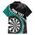 Personalised New Zealand Darts Hawaiian Shirt Koru Tribal Tattoo and Silver Fern Maori Pattern Teal Color