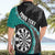 Personalised New Zealand Darts Hawaiian Shirt Koru Tribal Tattoo and Silver Fern Maori Pattern Teal Color