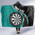 Personalised New Zealand Darts Hooded Blanket Koru Tribal Tattoo and Silver Fern Maori Pattern Teal Color