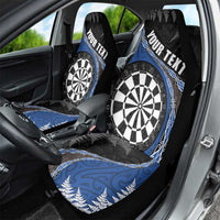 Personalised New Zealand Darts Car Seat Cover Koru Tribal Tattoo and Silver Fern Maori Pattern Blue Color