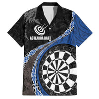 Personalised New Zealand Darts Family Matching Off Shoulder Maxi Dress and Hawaiian Shirt Koru Tribal Tattoo and Silver Fern Maori Pattern Blue Color