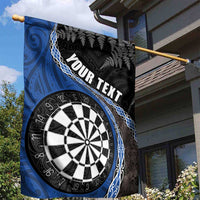 Personalised New Zealand Darts Garden Flag Koru Tribal Tattoo and Silver Fern Maori Pattern Blue Color