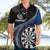 Personalised New Zealand Darts Hawaiian Shirt Koru Tribal Tattoo and Silver Fern Maori Pattern Blue Color