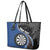 Personalised New Zealand Darts Leather Tote Bag Koru Tribal Tattoo and Silver Fern Maori Pattern Blue Color