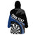 Personalised New Zealand Darts Wearable Blanket Hoodie Koru Tribal Tattoo and Silver Fern Maori Pattern Blue Color