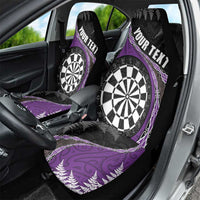 Personalised New Zealand Darts Car Seat Cover Koru Tribal Tattoo and Silver Fern Maori Pattern Purple Color