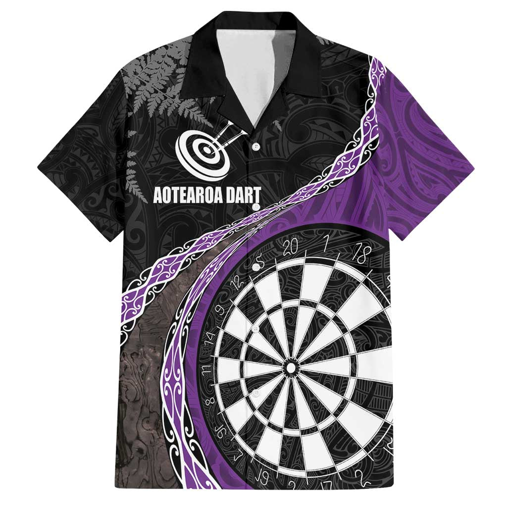 Personalised New Zealand Darts Family Matching Tank Maxi Dress and Hawaiian Shirt Koru Tribal Tattoo and Silver Fern Maori Pattern Purple Color