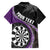 Personalised New Zealand Darts Hawaiian Shirt Koru Tribal Tattoo and Silver Fern Maori Pattern Purple Color