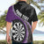 Personalised New Zealand Darts Hawaiian Shirt Koru Tribal Tattoo and Silver Fern Maori Pattern Purple Color